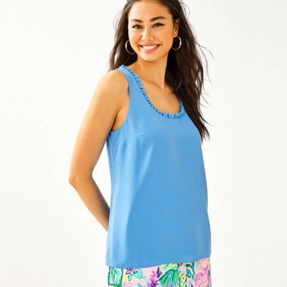 Lily Pulitzer Zanzibar Blue Carlene Tank Top - Picture 2 of 5
